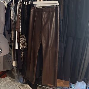 Brown Faux Leather Women's Flare Pants size 12